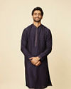 Midnight Blue Self Patterned Kurta Set